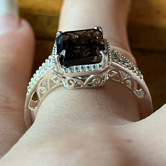 Natural Smoky Quartz Sterling Silver Ring Discounted Size 7 - Picture 2 of 10